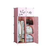 Moderna semplice combinazione armadio matrimoniale camera da letto matrimoniale materiale di stoccaggio semplice guardaroba assemblaggio di plastica (rosa) armadio combinato (Dimensione: 111x47x147cm)
