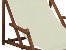 Sdraio Bianco Ecrù in Faggio con braccioli poggiapiedi Parasole Cuscino Beige 10-303FSKH
