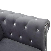 Festnight Set 2 pz Divani Chesterfield Rivestimento in Velluto Nero/Grigio/Blu/Verde per Soggiorno Ufficio e Salotto,Divano Chesterfield 2 Posti in Velluto,Divano Chesterfield 3 Posti in Velluto