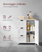VASAGLE Mobile da Bagno, Mobiletto per Bagno con 3 Cassetti Capienti, Armadietto da Bagno, Ripiano Regolabile, 30 x 60 x 81 cm, Bianco BBC49WT