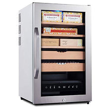 VIY Umidificatore per Sigari, Humidor con Ripiani in Legno di Cedro, 16-22°C, Touch Display Digitale, 38 Db, Illuminazione A LED, 70L, Nero