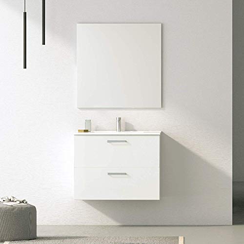 Randalsa Mobile Nexo 80 cm | Bianco | 81 x 81 x 46 cm | Mobile con 2 cassetti + lavabo in Ceramica