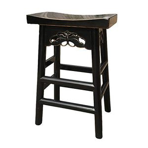 XLSQW Sgabello da Sella, sgabelli da Bar Sgabelli Classici Sedia da Cucina Sedia da Cucina in Legno massello con poggiapiedi, per Cucina Salon Spa Bar Studio Ufficio,Nero