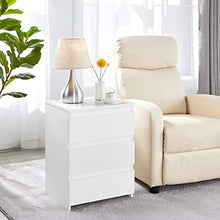 Yaheetech Comodino Camera da Letto Bianco Comodino con 3 Cassetti Bianco Mobiletto Moderno Tavolino Elegante Cassettiera in Legno MDF per Soggiorno Mobile da Letto Portalampada
