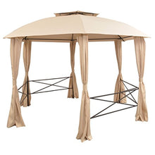 Festnight Gazebo Padiglione Esagonale con Tende Beige Richiudibile Telaio in Acciaio Verniciato da Giardino/Patio/Prato per Esterni 360x265 cm