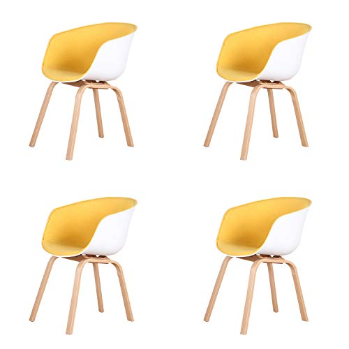 Un set di 2 sedie da pranzo in stile scandinavo retrò con piedini in metallo, adatte per soggiorno, camera da letto, vari luoghi di intrattenimento (giallo, 4)
