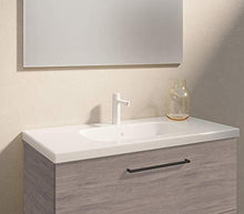 Mobili VARMA 60 cm | Finitura Rovere Chicago | Maniglie Nere | Mobile 60 x 64 x 46 cm con 2 cassetti + lavabo in Ceramica
