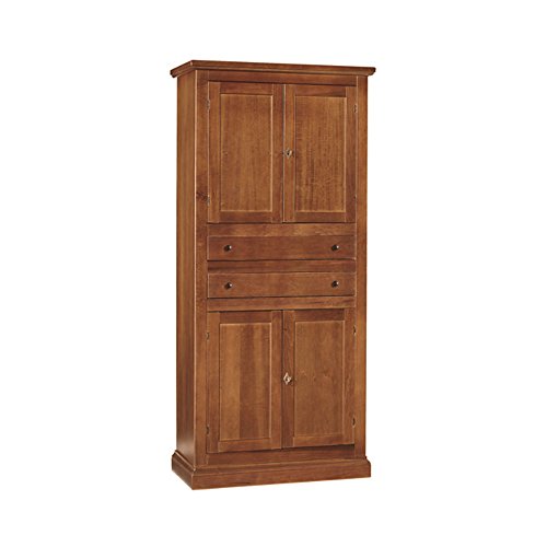 InHouse srls Armadio da Cucina, Arte povera, in Legno massello e MDF con rifinitura in Noce Lucido - Mis. 80 x 40 x 170
