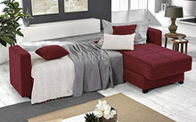 Dafne Italian Design Divano Letto angolare 2 posti Bordeaux - penisola a Destra - (cm. 225 x 158 x 86h)