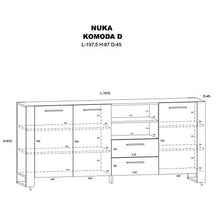 BIM Furniture Cassettiera Nuka D 197 cm credenza Highboard Armadio rovere artigianale nero
