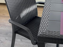 Milani Home s.r.l.s. Tavolo da Giardino Quadrato Fisso in Wicker Stampato Antracite Cm 80 X 80 da Esterno Giardino Terrazzo Portico Locale Bar