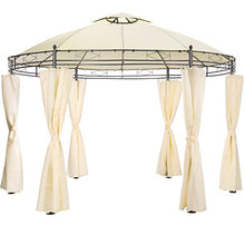 tectake 800723 Gazebo da Giardino di Lusso, Teli Laterali Padiglione Rotondo Ø 350 cm, Party Eventi, Idrorepellente e Resistente ai Raggi UV (Crema)