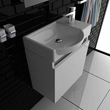 Alpenberger Lavabo in ceramica sanitaria I mobiletto preassemblato bianco laccato lucido I LED illuminazione specchio I bagno ospiti WC arredamento sinistra