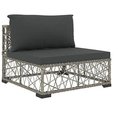 vidaXL Set Divani da Giardino 6 pz con Cuscini Foderati Lavabili Modulare Leggero Elegante Arredi da Esterno in Polyrattan Grigio Telaio in Acciaio