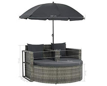 Divano da giardino con ombrellone, poltrona da giardino a 2 posti, con cuscino divano da giardino in resina intrecciata per cortile, terrazza, piscina