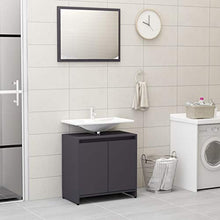 mewmewcat Set di 2 mobili da Bagno con Specchio a Parete, unità da Pavimento sotto Il lavandino, Grigio