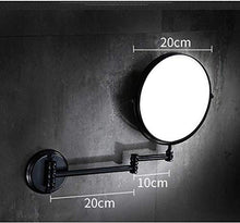LBWARMB Trucco Specchio con luci Specchio di Bellezza di Montaggio a Parete Double Sided Makeup Specchio con ingrandimento 3X, 8-inch Metallo Ottone Pieghevole telescopica Bathroom Specchio, Nero