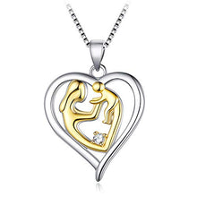 Collana In Argento Sterling, 925 Sterling Argento Mano Nella Mano Stile Moda Zircon Mom Cuore Collana Indipendente Pendente, Adatto Per La Festa Della Mamma, Regali Di Anniversario E Regali Di Comple