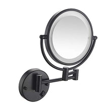 Specchio per il trucco pieghevole da 8 pollici con ingrandimento 5 volte, specchio per il trucco da parete dell'hotel da bagno a led con ricarica della lampada nero opaco