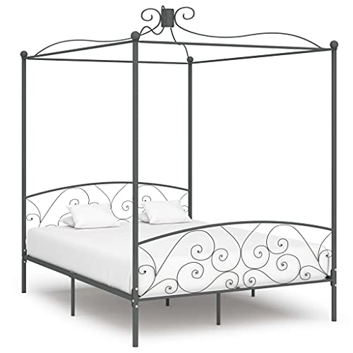 SKM Letto a Baldacchino Grigio in Metallo 180x200 cm (31.9kg)