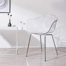 Damiware Romeo - Set di 2 sedie da salotto, in policarbonato e metallo, design retrò, per ufficio, salotto, cucina, soggiorno (cristallo)