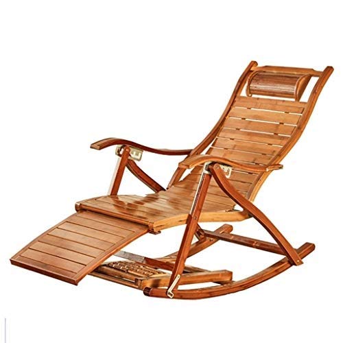 Hfyg Lettino Prendisole Sedia a Sdraio Sedia a Dondolo Pieghevole Poltrona Relax Sedia a Dondolo Regolabile Rocker per Anziani con poggiapiedi massicciabile Chaise Longue