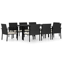 SKM Set da Pranzo da Giardino 9 pz in Polyrattan Nero (64.55kg)