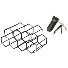 TIZZY Portabottiglie nel Metallo Autoportante, Portabottiglie da Tavolo, Portabottiglie da Appoggio - Design Geometrico Nero