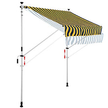 BAKAJI Tenda da Sole Balcone con Gambe di Supporto Regolabili Installazione ad Incastro Parasole Avvolgibile Esterno Giardino a Manovella Telaio in Alluminio Dimensione 250 x 185 cm (Giallo Blu)