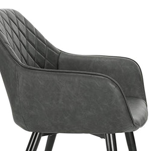 WOLTU BH251an-1 Sedia da Cucina Poltrona per Soggiorno Imbottita Estetica in Ecopelle Antracite Gambe in Metallo