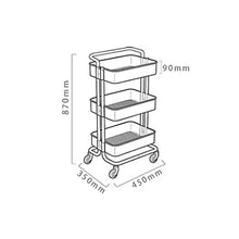 LYM &ripiano di stoccaggio Scaffalature Home Camera da Letto Soggiorno Cucina con Ruote Rack Rack Rimovibile a 3 Strati con Manubrio Rosa Scaffale di Finitura