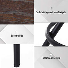 homcom Sgabello Stile Industriale per Cucina/Bar in Metallo, Seduta Legno di Pino con Altezza Regolabile, 40x40x59-77cm