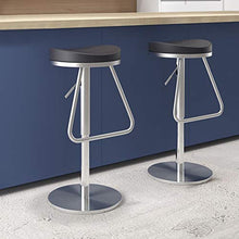 Zhangmeiren Sgabello da Bar in Acciaio Inox Sgabello Alto Moderno Bar Sedia da Bar Sedia Girevole in Pelle (Color : Black)