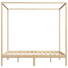 BIGTO - Struttura letto a baldacchino in legno di pino massiccio, per camera da letto, colore: marrone chiaro, 180 x 200 cm