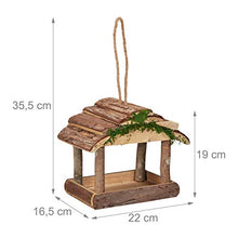 Relaxdays Mangiatoie per Uccelli, Casette in Legno Dispenser di Mangime da Esterno, Decorazione da Giardino, Marrone