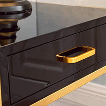 MMWYC Comodino Legno Solido Finitura lacca Gabinetto unità dell'organizzatore di immagazzinaggio con i cassetti for Camera da Letto Studio Living Room (Color : Black)