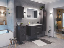 Set di mobili da bagno Firenze 90 (5 parti/B) antracite satinato e specchio LED
