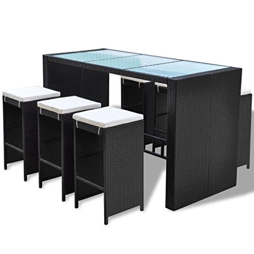 vidaXL Set da Bar 13 pz in Polyrattan Nero da Esterno Tavolo e Sedie Giardino