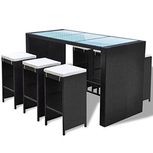 vidaXL Set da Bar 13 pz in Polyrattan Nero da Esterno Tavolo e Sedie Giardino