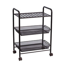 LYM &ripiano di stoccaggio Mensole da Cucina, 3 Strati Multifunzione Ruote da Terra Mobile Scaffale Ripiani Finitura Bagagli -Black Scaffale di Finitura