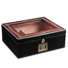 SCDZS Gloss Cigar Humidor Cigar Box for 35 sigari, Legno di Cedro Cigar Box, Desktop Humidor con igrometro e umidificatore di Lusso (Dimensione: 29.5x24.7x11.2cm)