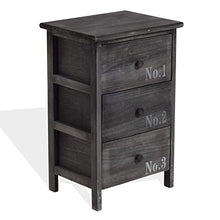 Rebecca Mobili Cassettiera Grigia, Comodino salvaspazio, 3 cassetti, Stile Vintage, per Camera da Letto Bagno - Misure: 54 x 35 x 27 cm (HxLxP) - Art. RE4191