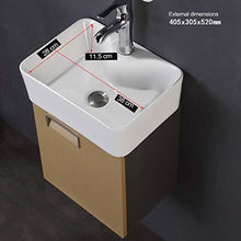 ZTGL Mobile Bagno Sospes con Lavabo, Mobile Sottolavabo per Bagno, Lavabo per Vasi in Ceramica, Specchio e Rack di Stoccaggio,Giallo