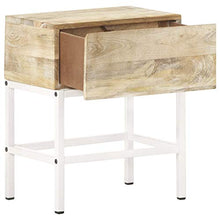 Tidyard Comodino Camera da Letto Rustico con Cassetto in Legno Massello di Mango e Ferro 40x30x50 cm,Comodino Cameretta Rustico con Cassetto in Legno Massello,Comodino in Legno Massello