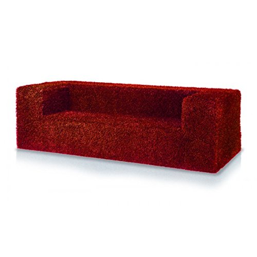 Kubiko : Divano in Polietilene Rivestito con Superficie erbosa. Arredamento Design per Esterno e Interno. Diversi Colori Disponibili. Colore: Red