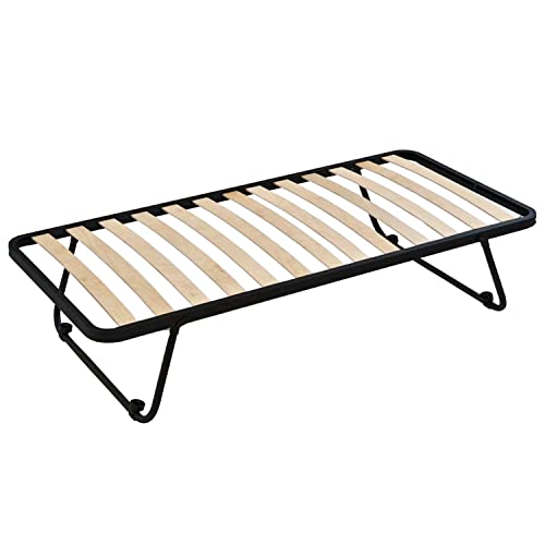 SomnusSana - Rete Estraibile Salvaspazio a Scomparsa Sotto Letto in Ferro con Piedi Reclinabili Doghe in Legno cm 80x190 per materasso da Una Piazza 80 x 190
