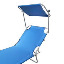 MEDIA WAVE store 2309P Lettino Prendisole Pieghevole Schienale Regolabile e tettuccio Parasole di Colore Azzurro