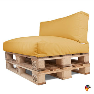 Arketicom Soft Set Cuscini Pallet 120x80 Panche e Bancali Morbidi Idrorepellenti per Interni ed Esterni Imbottitura in Poliuretano Giallo