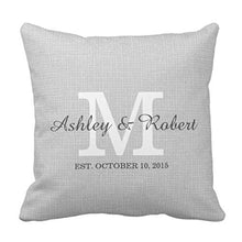 Kris.D copriletto copriletto Nero monogramma Grigio Lino Carbone Bianco monogramma da Sposa Doccia Federa Decorativa complementi arredo casa Federa Quadrata 18 x 18 Pollici
