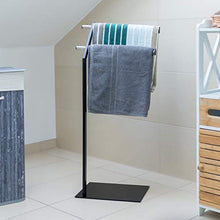 Relaxdays 10021740 Portasciugamani da Terra Cromato, Design raffinato, Due Bracci, HxLxP: 88 x 42 x 24 cm, Nero
